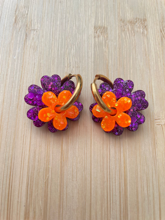 Carmen – Créoles Fleurs en Résine Faites Main | Julaè Bijoux
