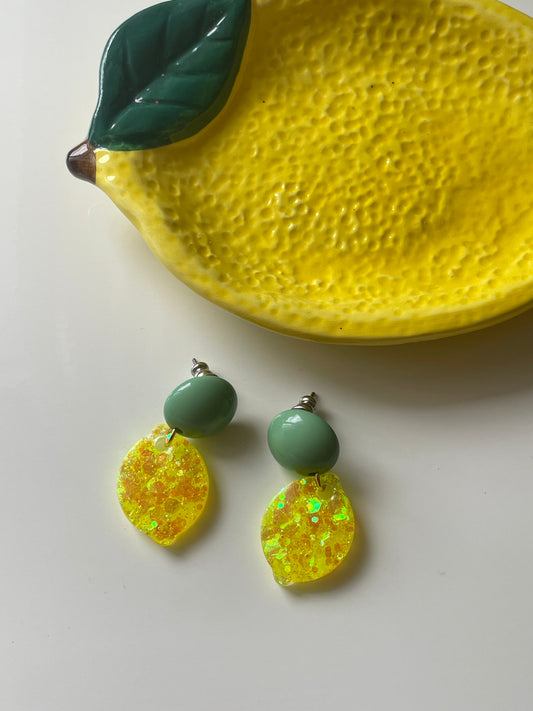 Positano – Boucles d'Oreilles Citron en Résine Faites Main | Julaè Bijoux