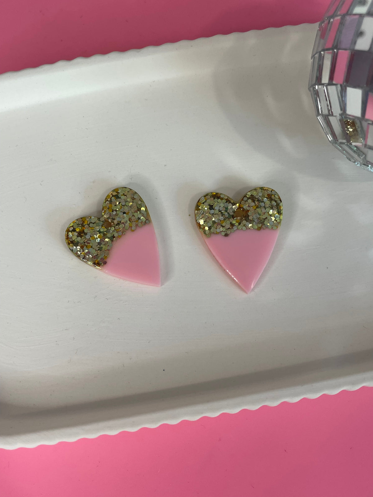 Louise – charms Cœur Résine & Paillettes