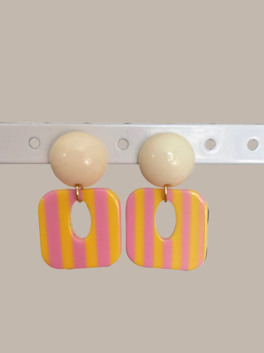 Colette – Boucles d'oreilles Carré Acétate Rayé