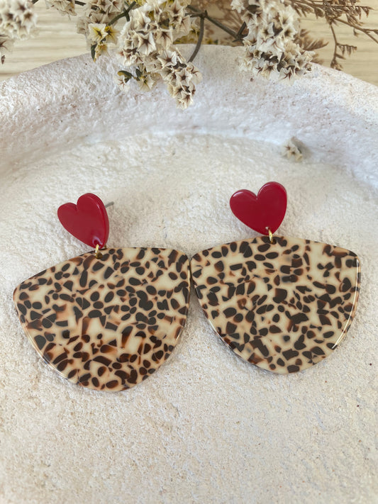 Madeleine – Boucles d'oreilles Pendentif Acétate Tacheté Crème & Marron
