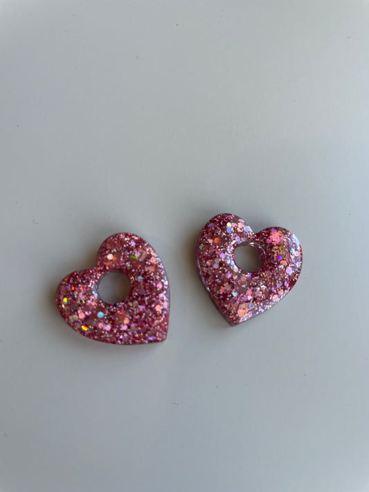 Paulette – Boucles d'oreilles Cœur Résine & Paillettes Fait Main