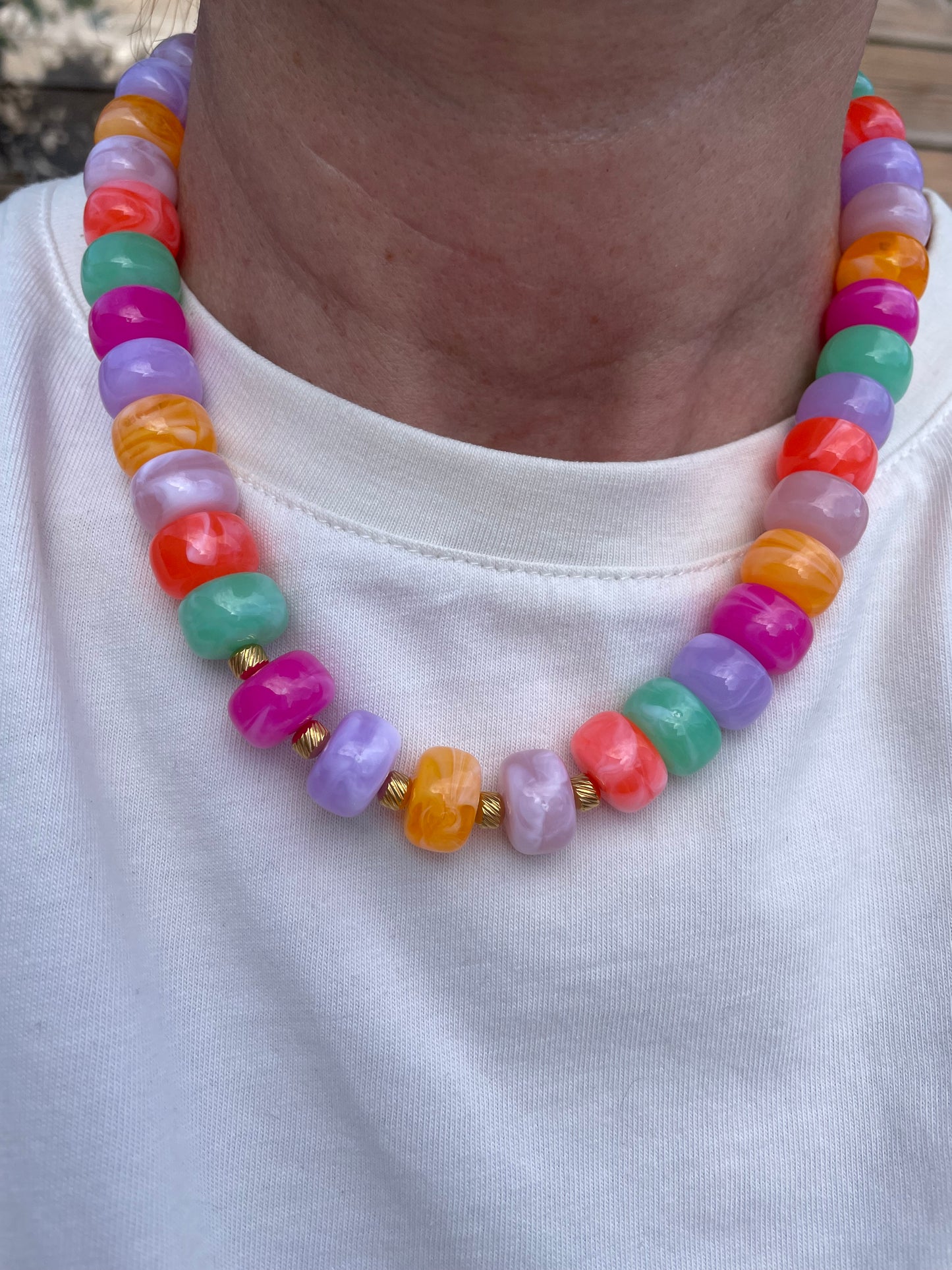 Collier Paloma – Perle Marbrée & Acier Inoxydable Doré