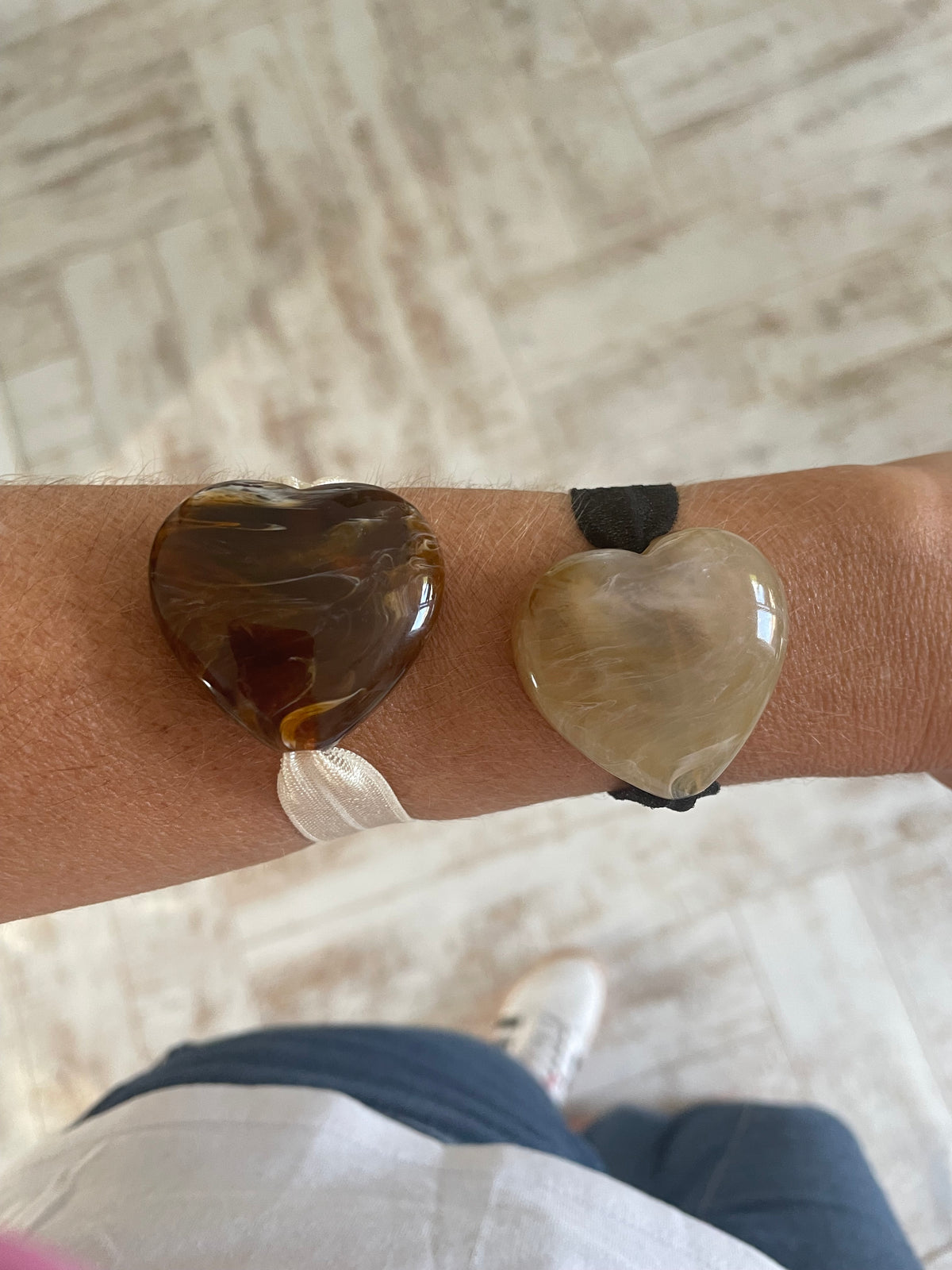 Bracelet Big Cœur – Gros cœur acrylique marbré