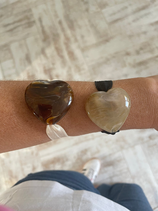 Bracelet Big Cœur – Gros cœur acrylique marbré