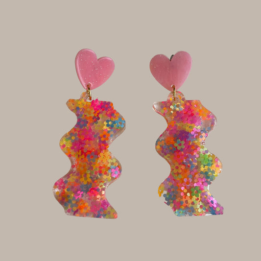 Costa Rica – Boucles d'oreilles Fleur Résine & Paillettes Fait Main