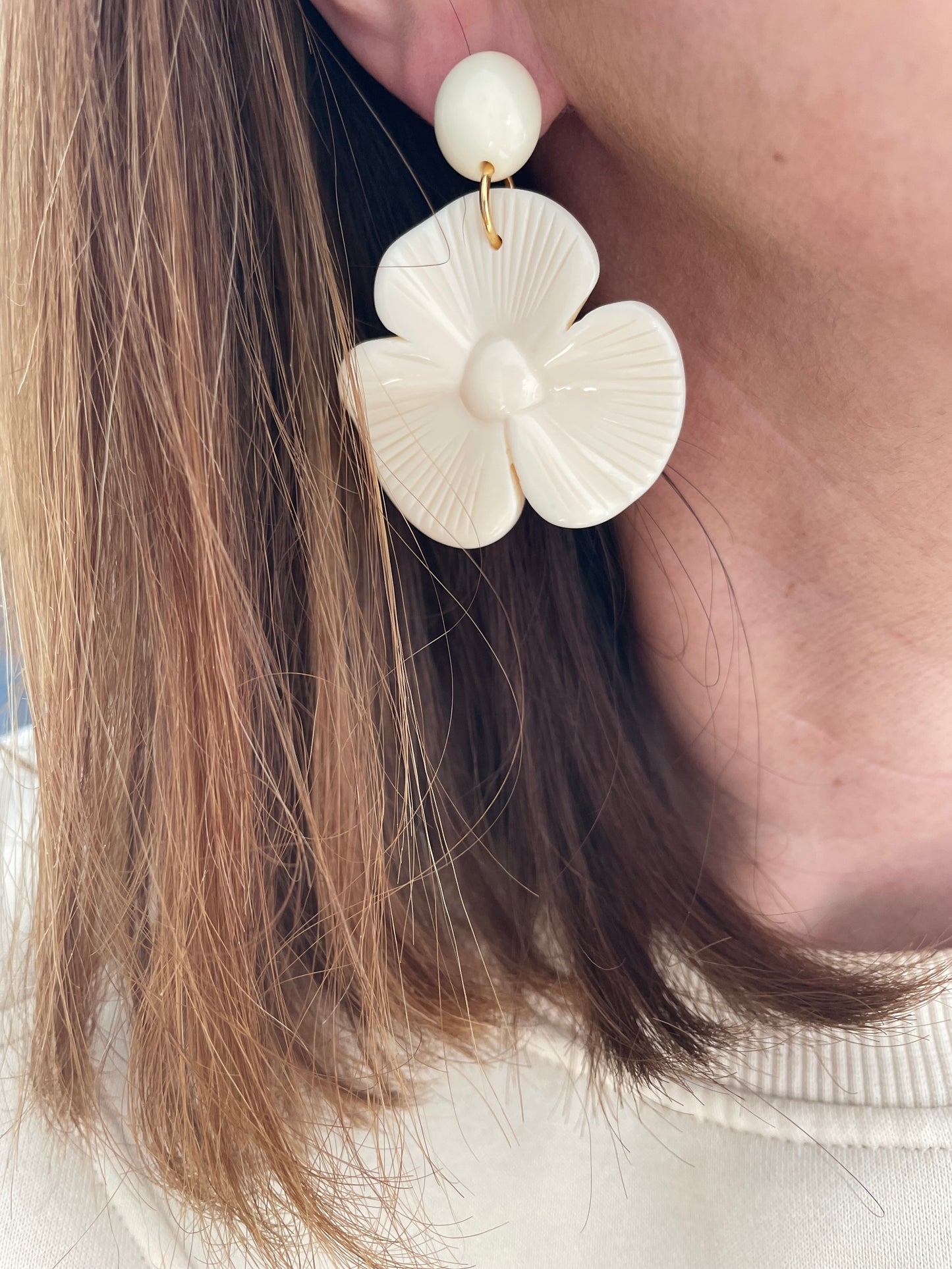Isaé – Boucles d'oreilles Pendentif Résine & Clou Acier Doré