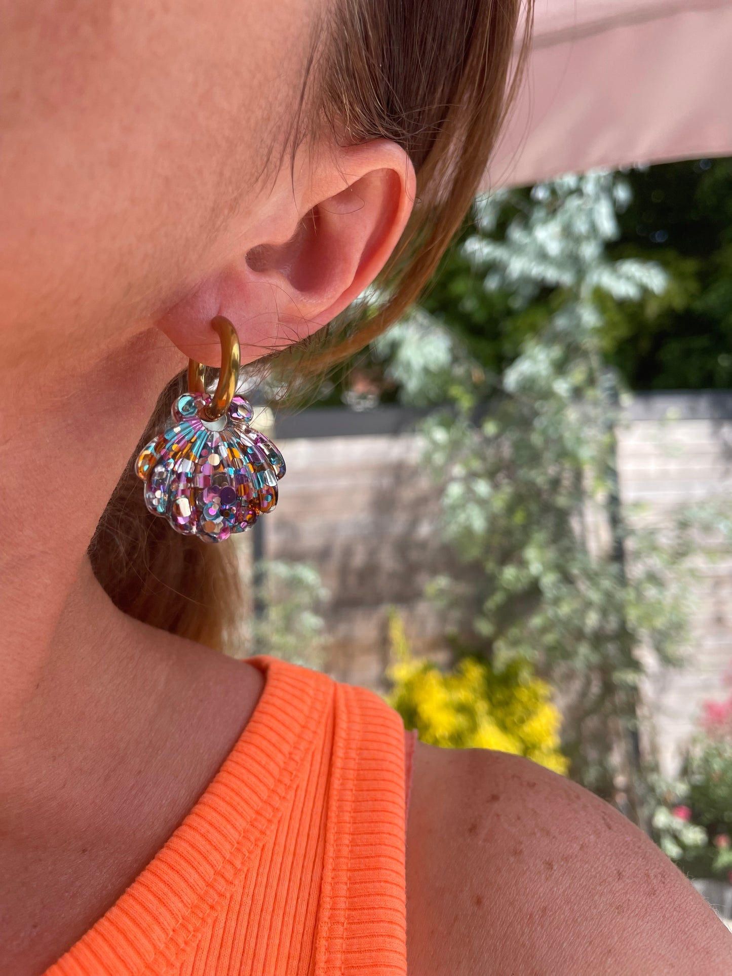 Shell – Créoles Coquillage en Résine Fait Main Interchangeable | Julaè Bijoux