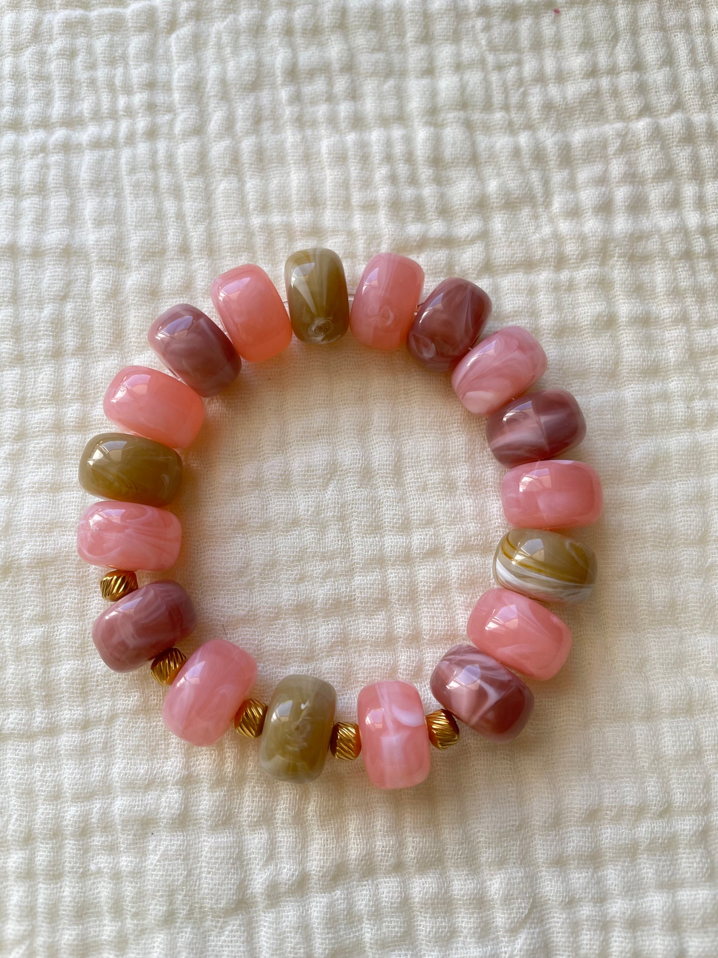 Paloma – Bracelet Élastique Perles Rondelles Marbrées & Acier