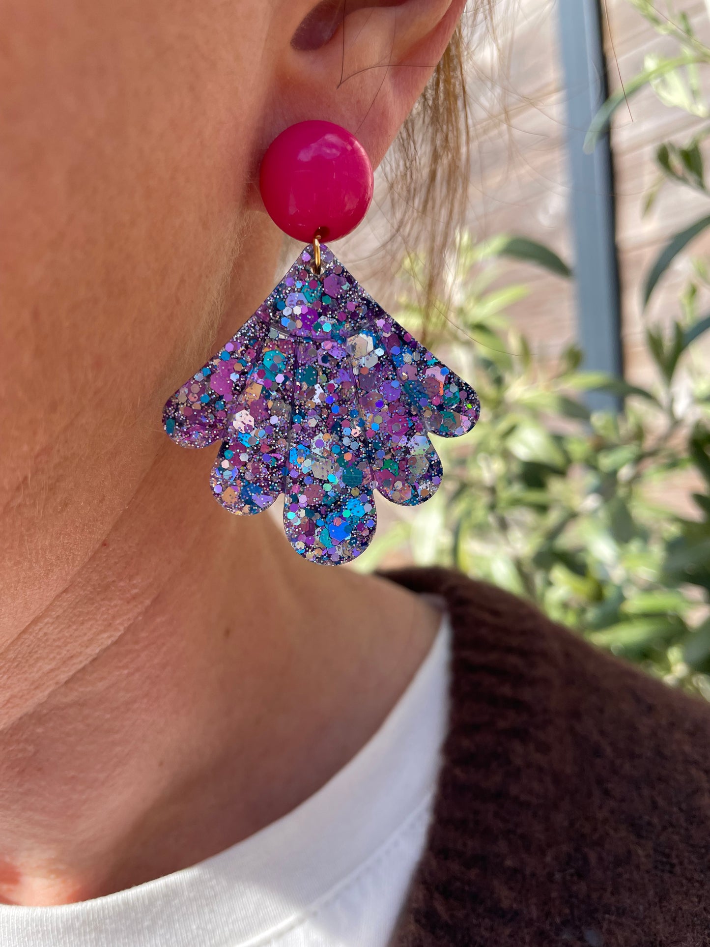 Boucles d'oreilles Isadora – Pendentif Résine & Paillettes Fait Main