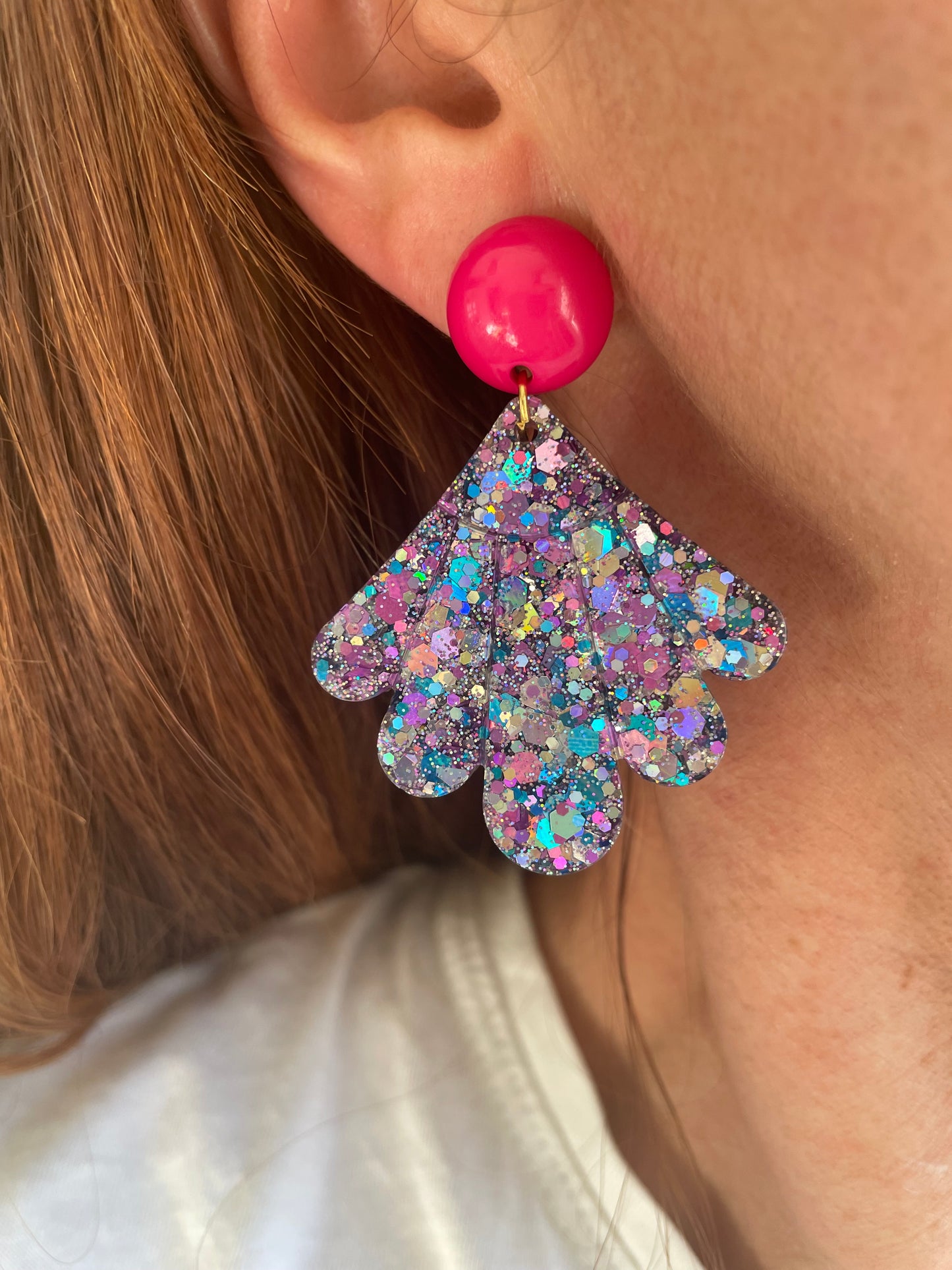 Boucles d'oreilles Isadora – Pendentif Résine & Paillettes Fait Main