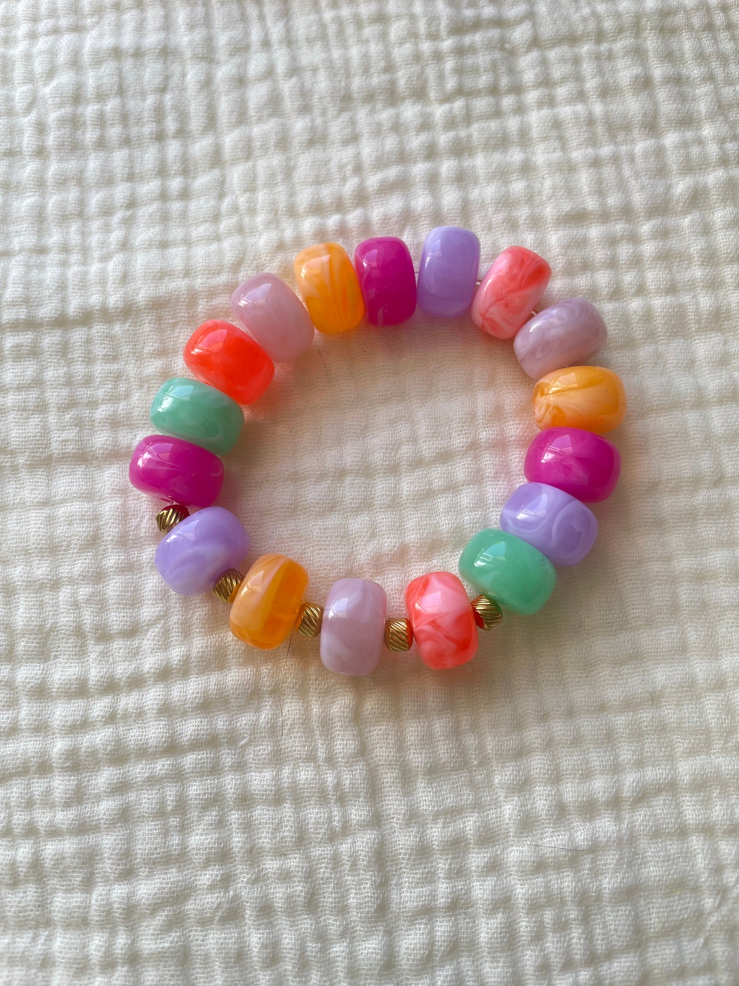 Paloma – Bracelet Élastique Perles Rondelles Marbrées & Acier