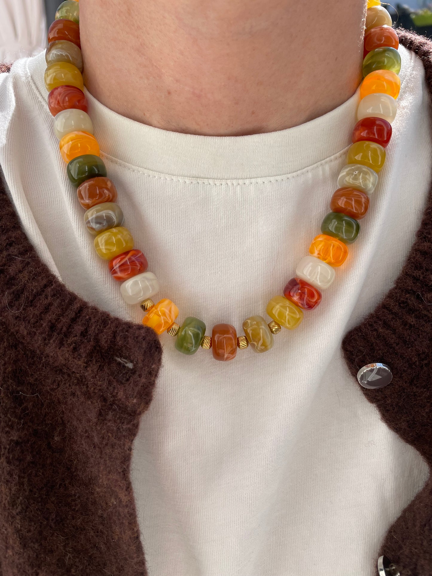 Collier Paloma – Perle Marbrée & Acier Inoxydable Doré