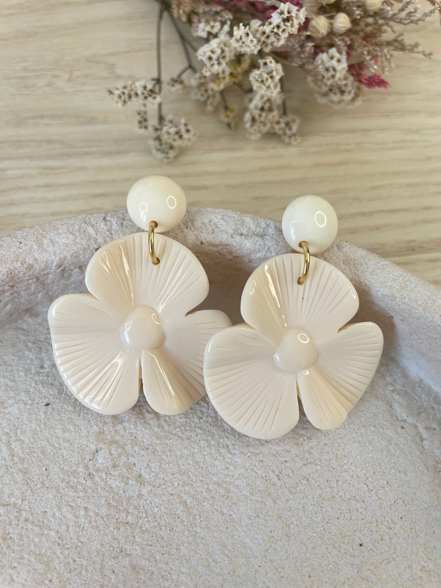 Isaé – Boucles d'oreilles Pendentif Résine & Clou Acier Doré