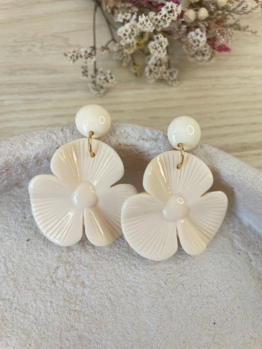 Isaé – Boucles d'oreilles Pendentif Résine & Clou Acier Doré