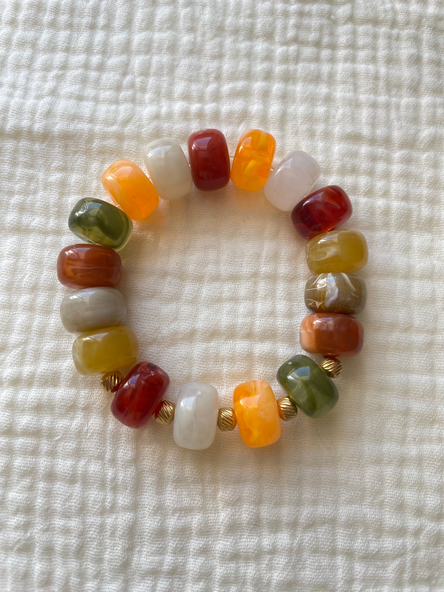 Paloma – Bracelet Élastique Perles Rondelles Marbrées & Acier